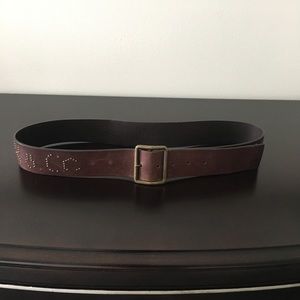 Max & Co Brown Leather Belt Gold Studded Branding